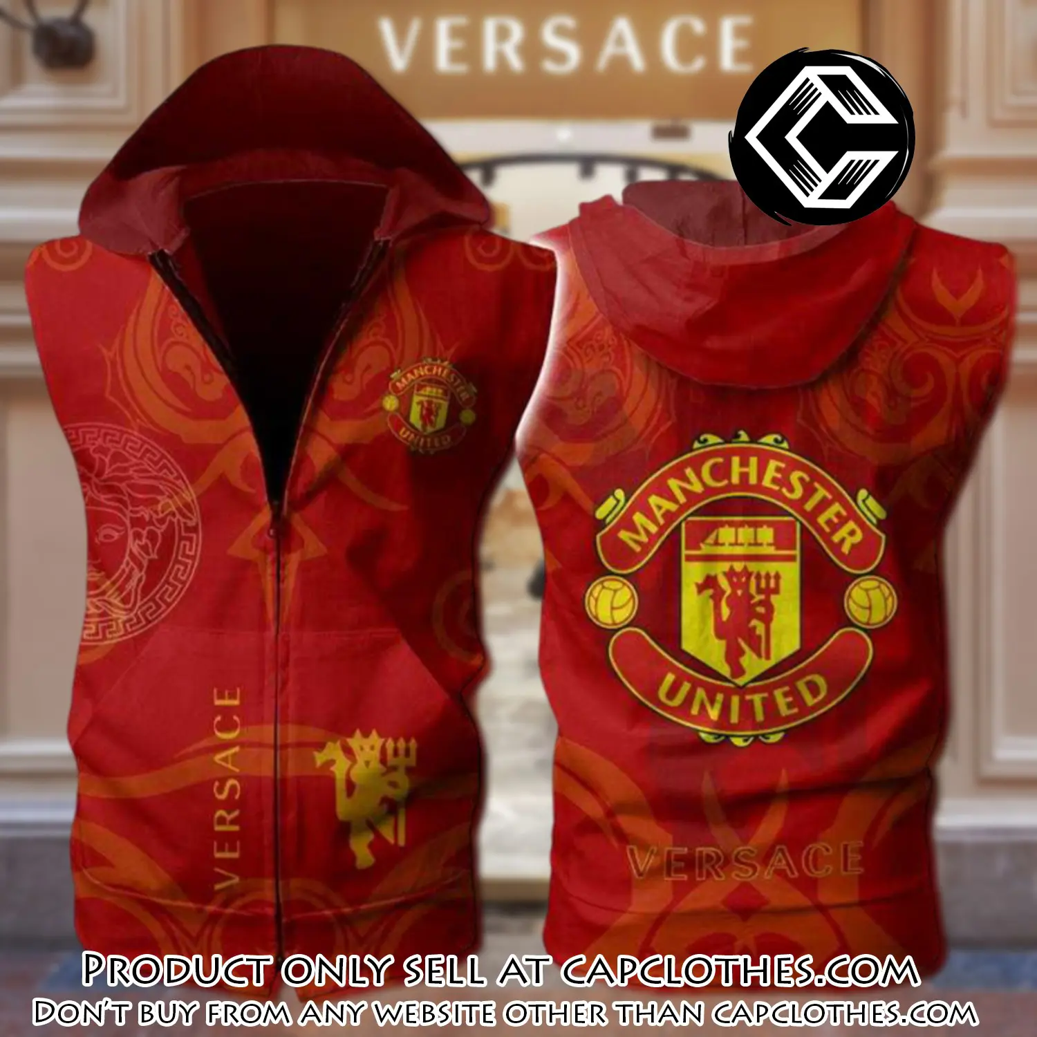 Gianni versace manchester united unisex sleeveless zip up hoodie luxury for men women szh002 cc5839329